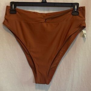 AA-91 Aerie NWT PLUS SIZE XXL‎ High Cut Cheeky Brown Summer Swim Bikini Bottoms